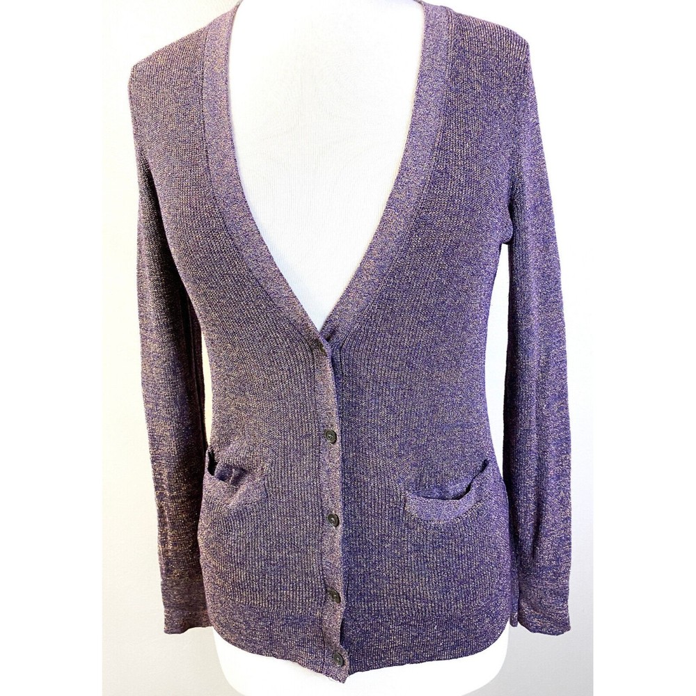 Banana Republic Women's Purple and Gold Sweater, Size M